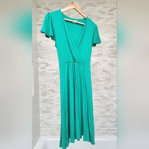 Boden Green Wrap-Style Midi Dress